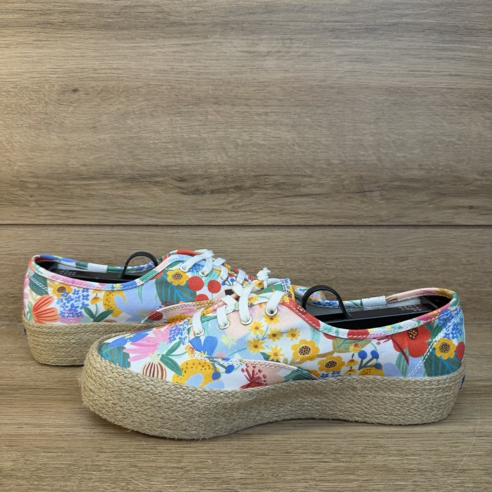 Keds x Rifle Paper Co Triple Kick Jute Sneakers Floral Womens Sz 7.5 NEW - Picture 6 of 10